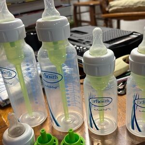 Dr. Brown's Clear Baby Bottles with Green Accents